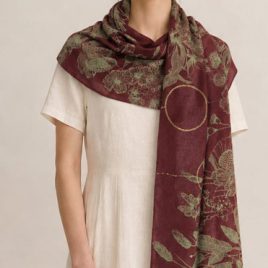 Foulard bordeaux – Nid de fleurs