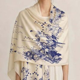 Grand foulard écru – Inflorescence