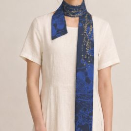 Foulard ruban bleu gris