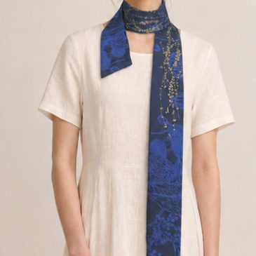 Foulard ruban bleu gris